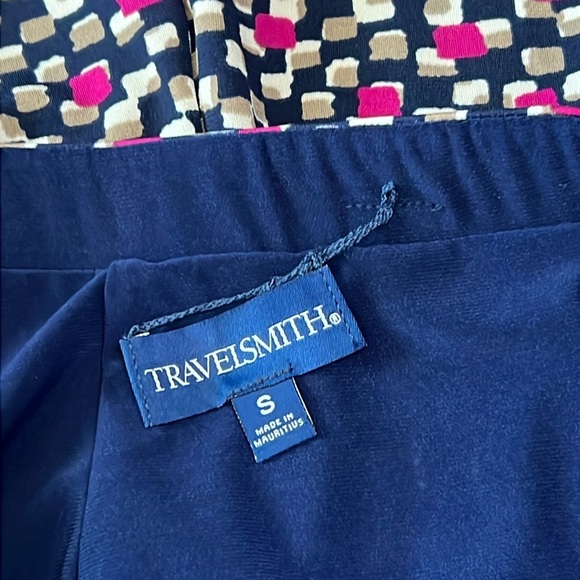 TRAVELSMITH Navy Print Stretch Waist Skirt Size Small - Picture 3 of 7